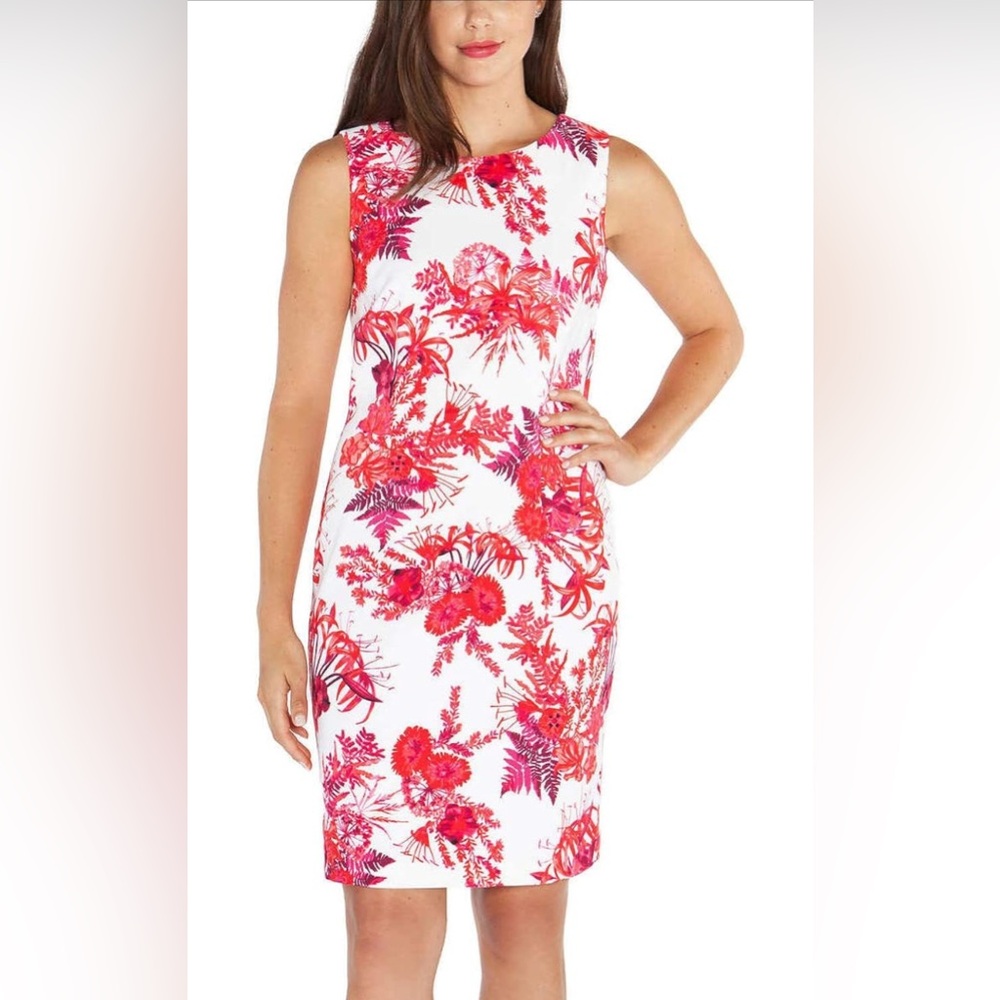 Mario Serrani Italy ladies Shift Dress Size 4 Great Condition Red/Pink floral